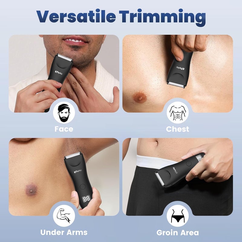 ENSSU Trimmer for Men, Manscape Body Hair Trimmer for Men with Ceramic Blade & LED Light, Waterproof Electric Shaver Groomer for Pubic Hair, Chest, Legs & Bikini, Pubic Hair Trimmer for Wet/Dry Use - Image 4